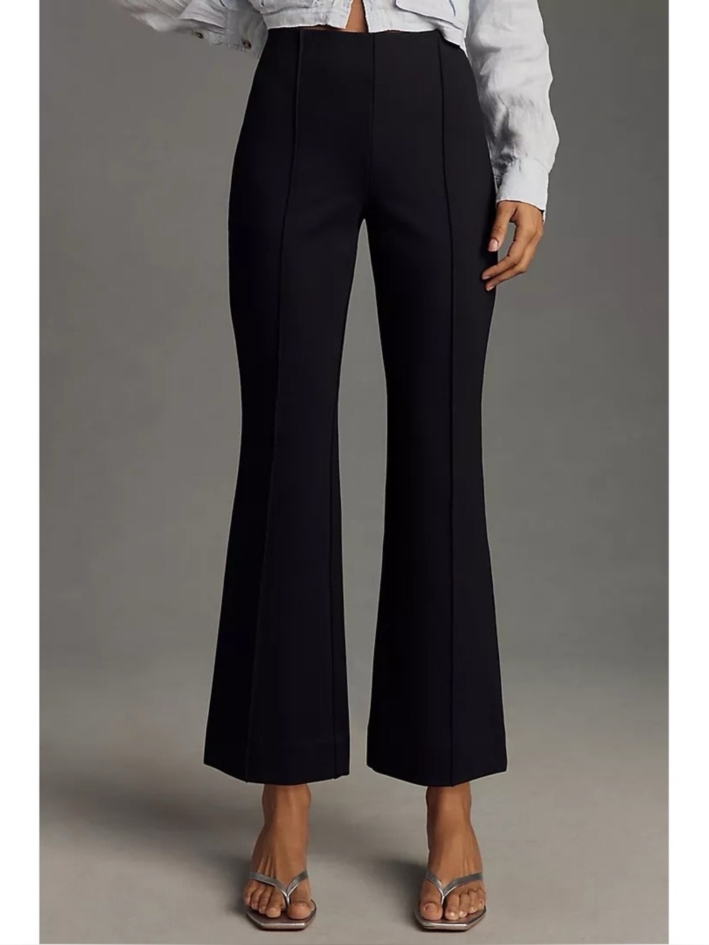 Anthropologie Maeve The Margot Kick-Flare Cropped Pants in Black Size M NWT